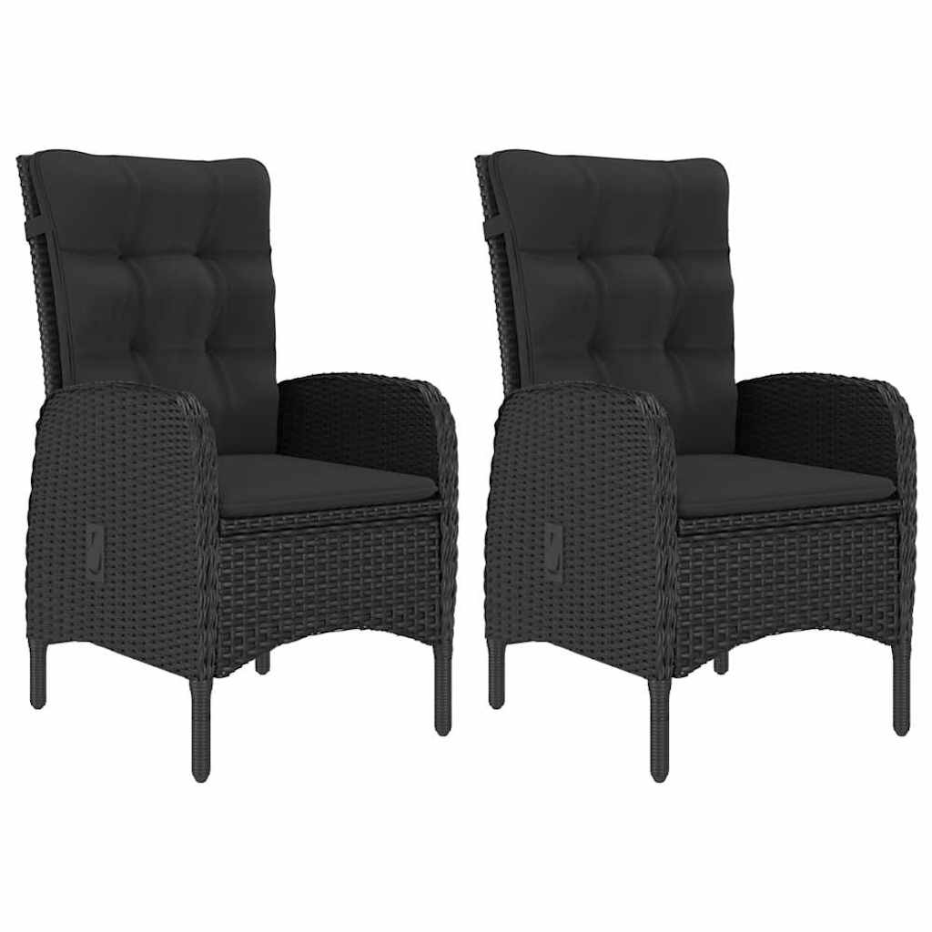 3 Piece Garden Bistro Set Poly Rattan and Glass Black