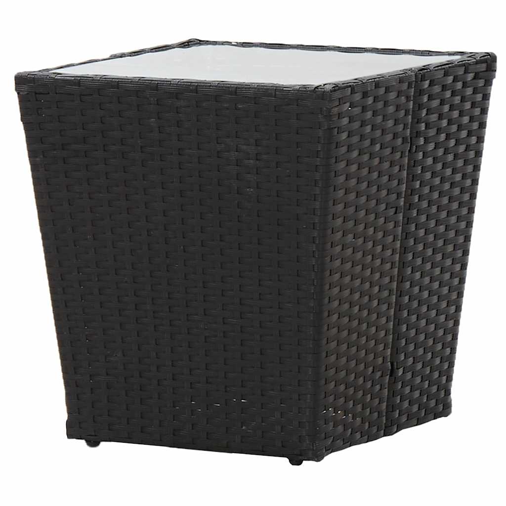 3 Piece Garden Bistro Set Poly Rattan and Glass Black