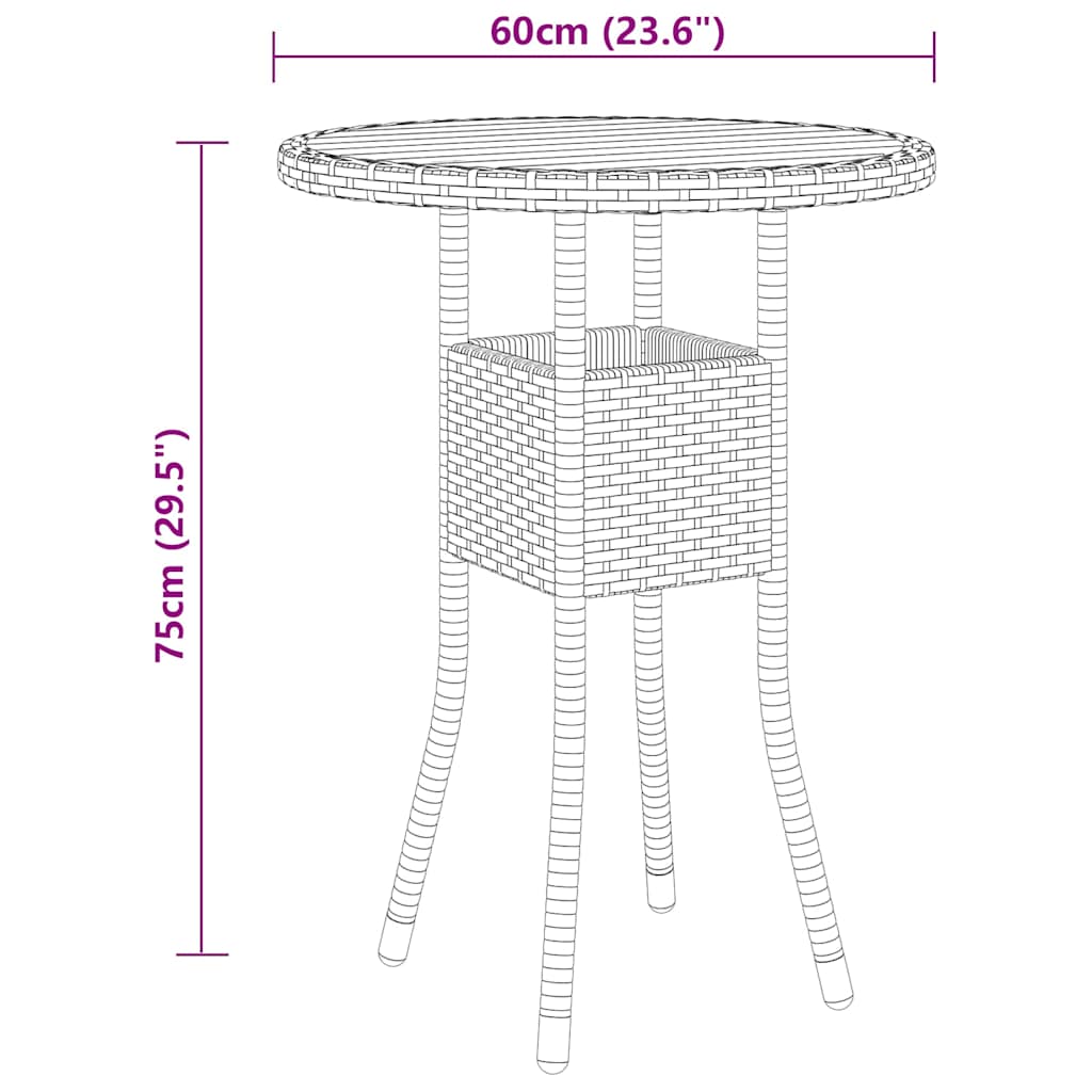 3 Piece Garden Bistro Set Poly Rattan Black