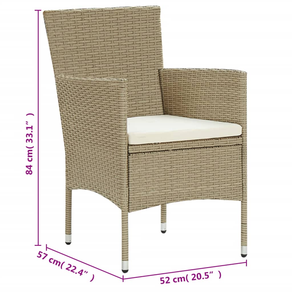 11 Piece Garden Dining Set Poly Rattan Beige