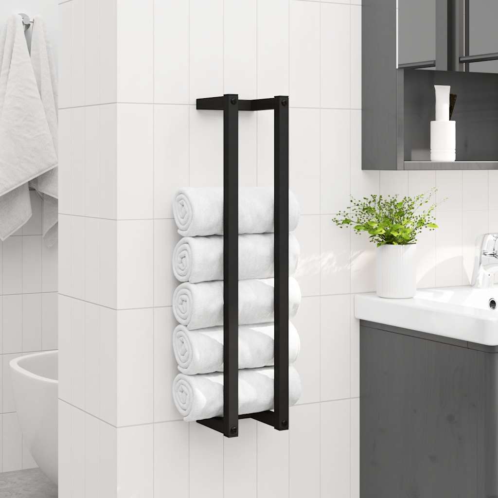 Towel Rack Black 12.5x12.5x60 cm Iron