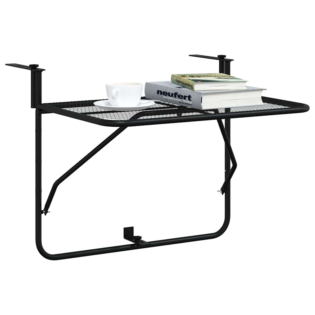 Balcony Table Black 60x40 cm Steel