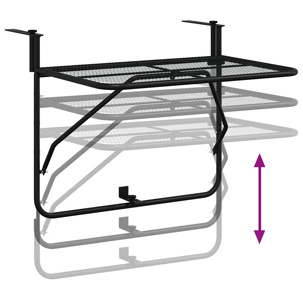 Balcony Table Black 60x40 cm Steel