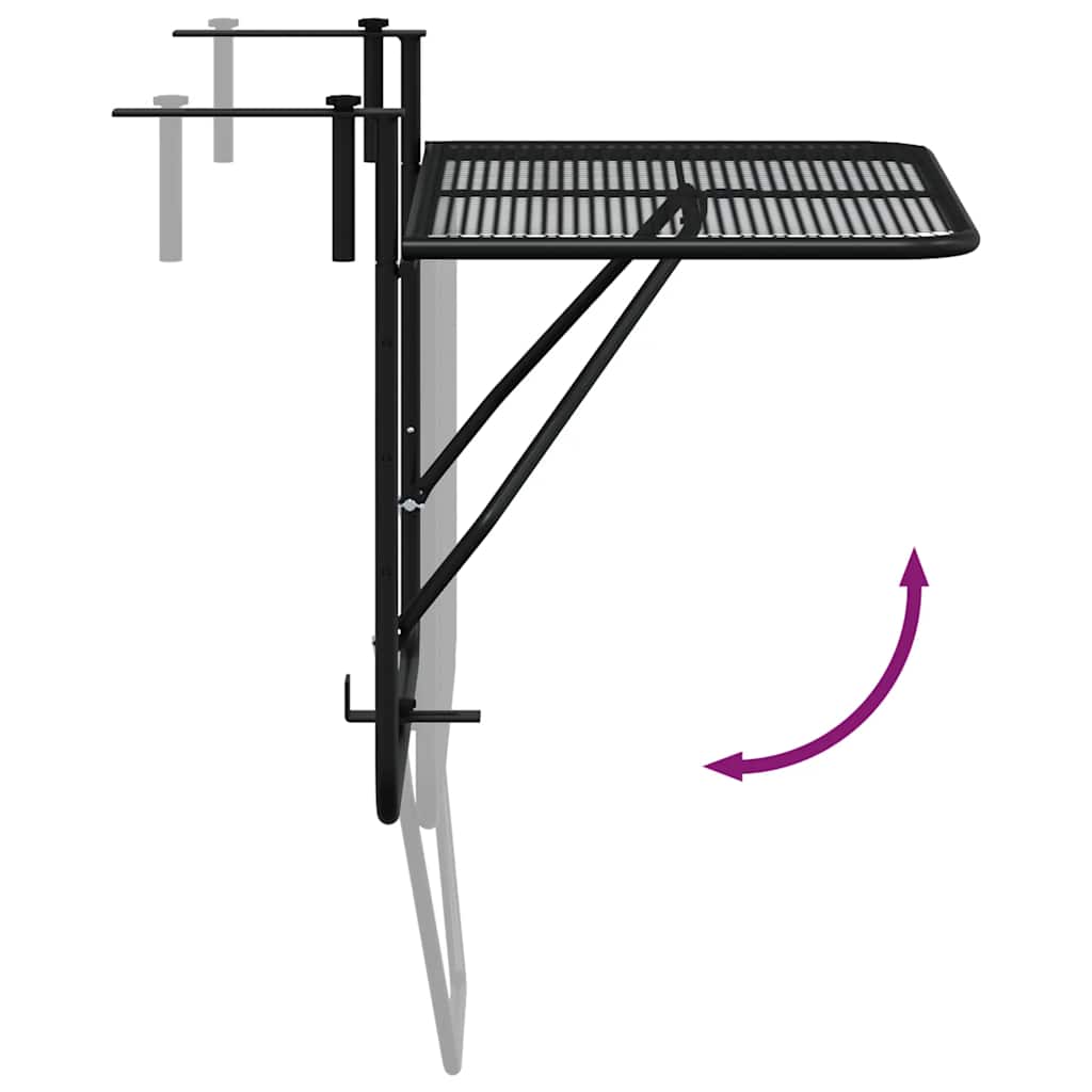 Balcony Table Black 60x40 cm Steel