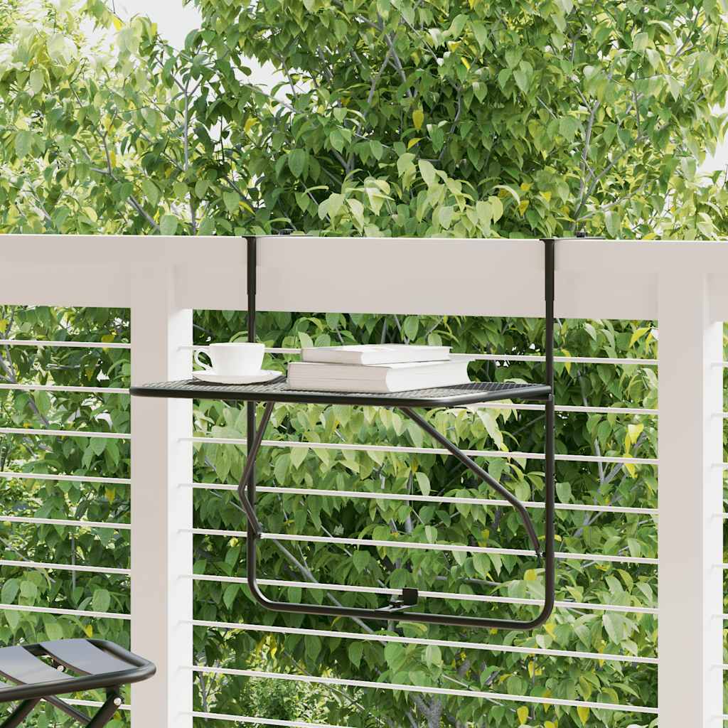 Balcony Table Black 60x40 cm Steel
