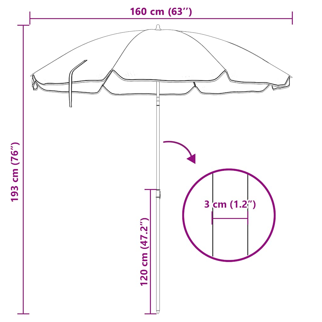 Garden Parasol with Steel Pole Anthracite 180 cm