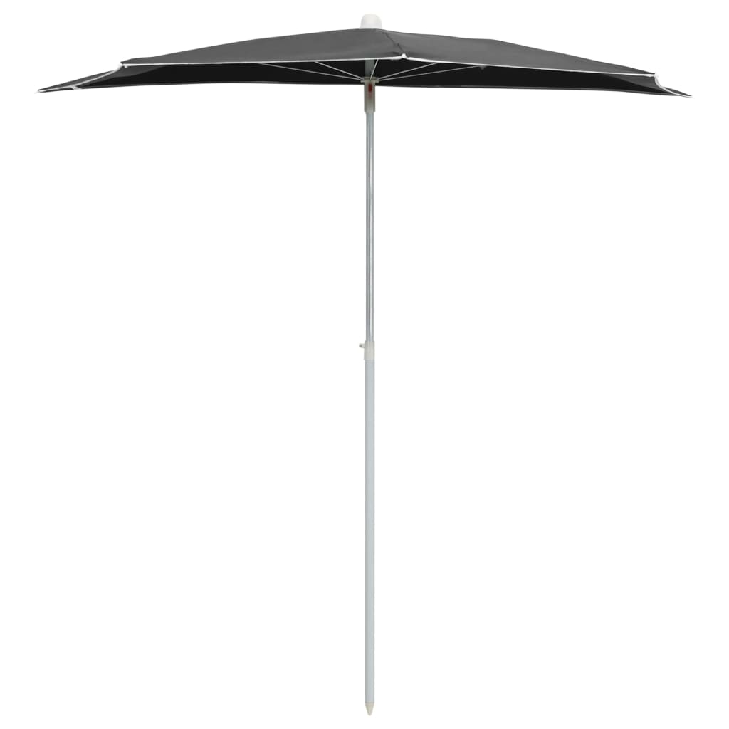 Garden Half Parasol with Pole 180x90 cm Anthracite