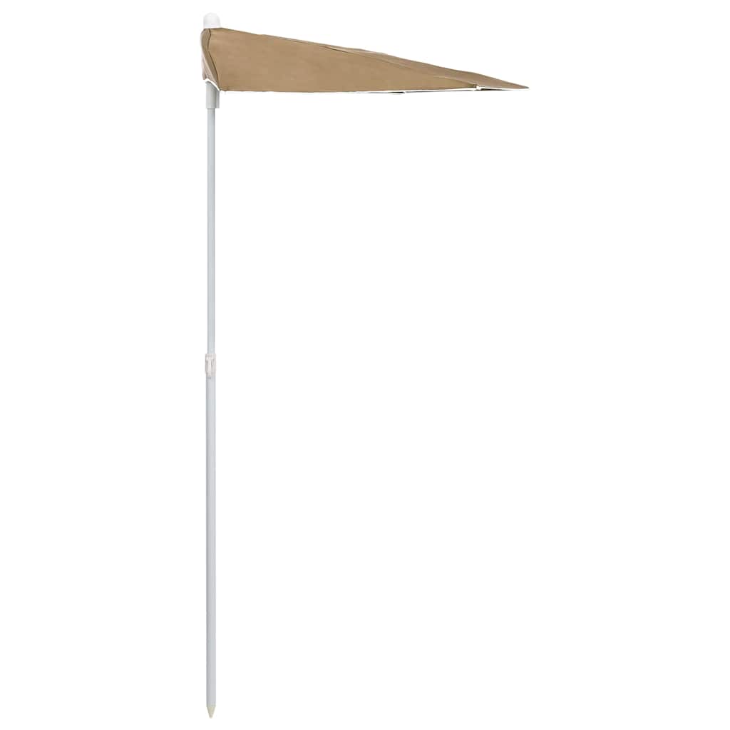 Garden Half Parasol with Pole 180x90 cm Taupe