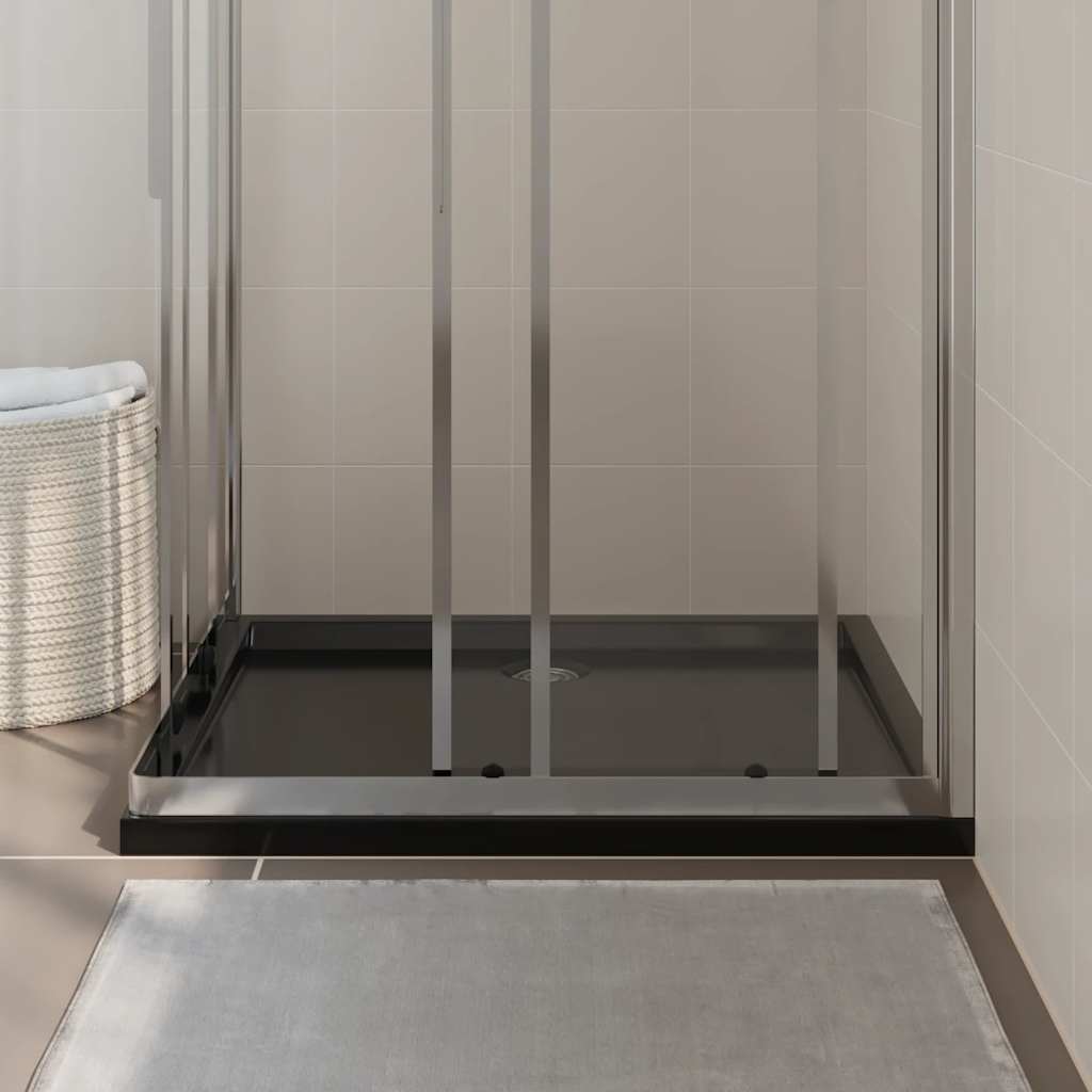 Rectangular ABS Shower Base Tray Black 80x90 cm