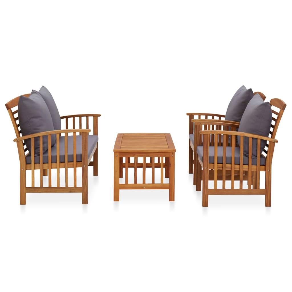 4 Piece Garden Lounge Set with Cushions Solid Acacia Wood (310258+310264)