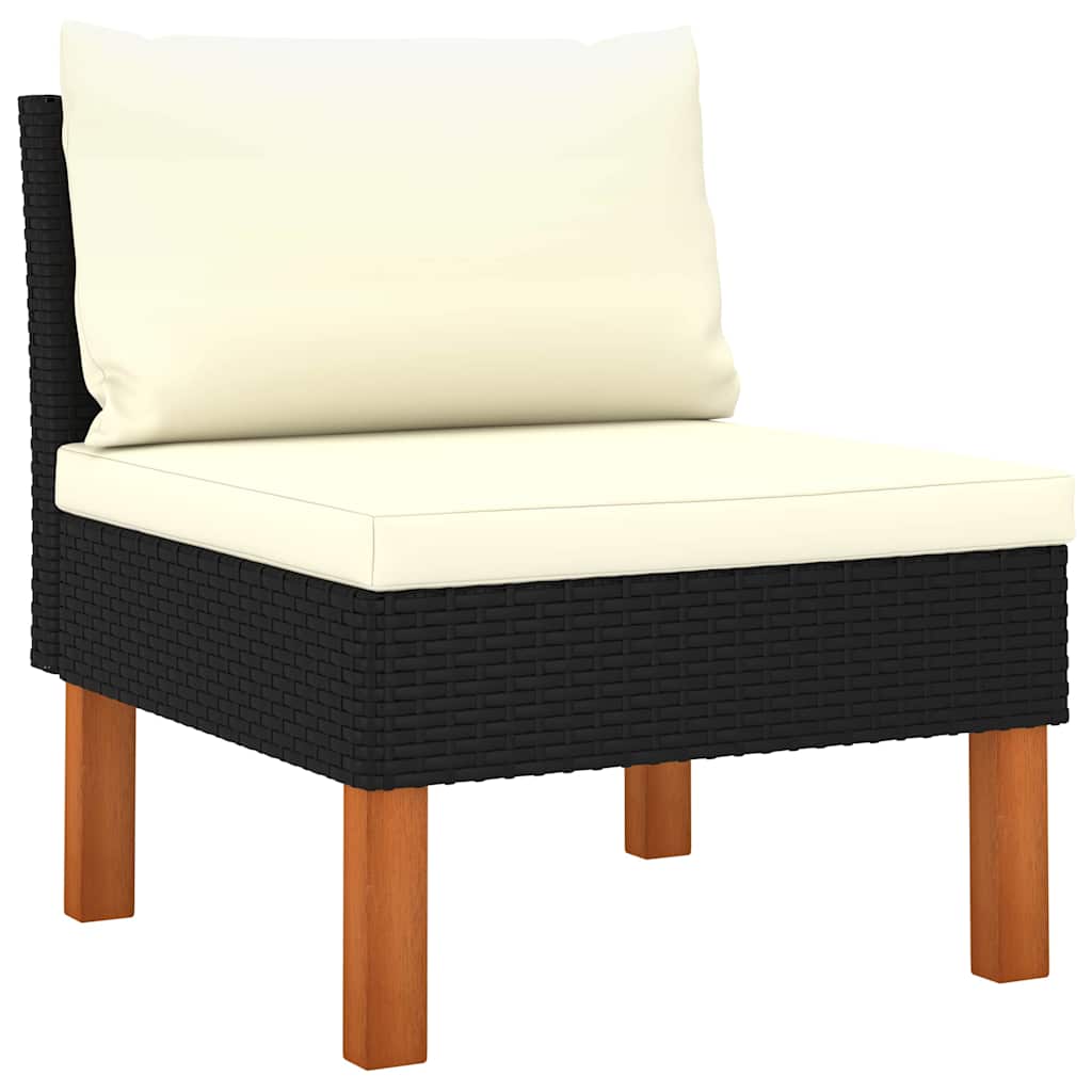 3 Piece Garden Lounge Set Poly Rattan and Solid Eucalyptus Wood