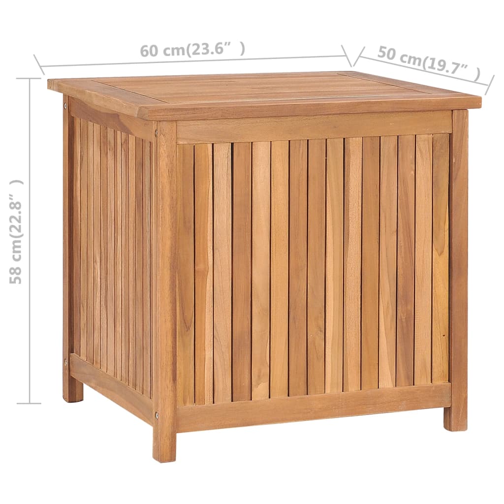 Garden Storage Box 60x50x58 cm Solid Teak Wood