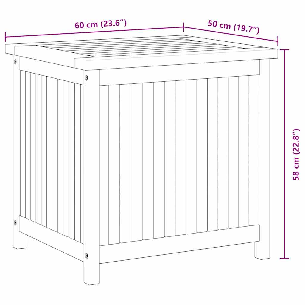 Garden Storage Box 60x50x58 cm Solid Teak Wood