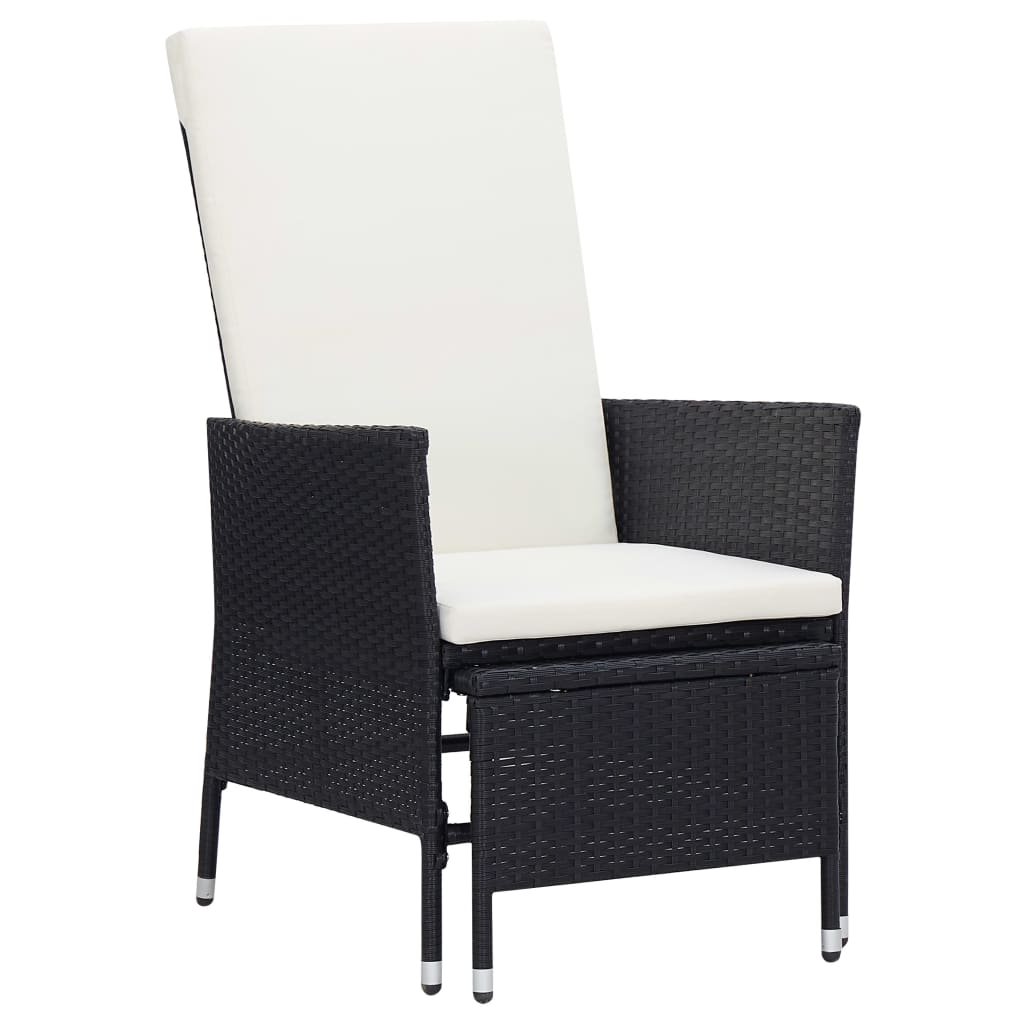 3 Piece Garden Lounge Set with Cushions Poly Rattan Black