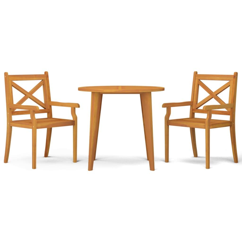 3 Piece Garden Dining Set Solid Wood Acacia