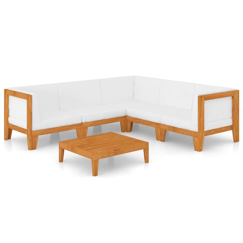 6 Piece Garden Lounge Set with Cushions Solid Acacia Wood