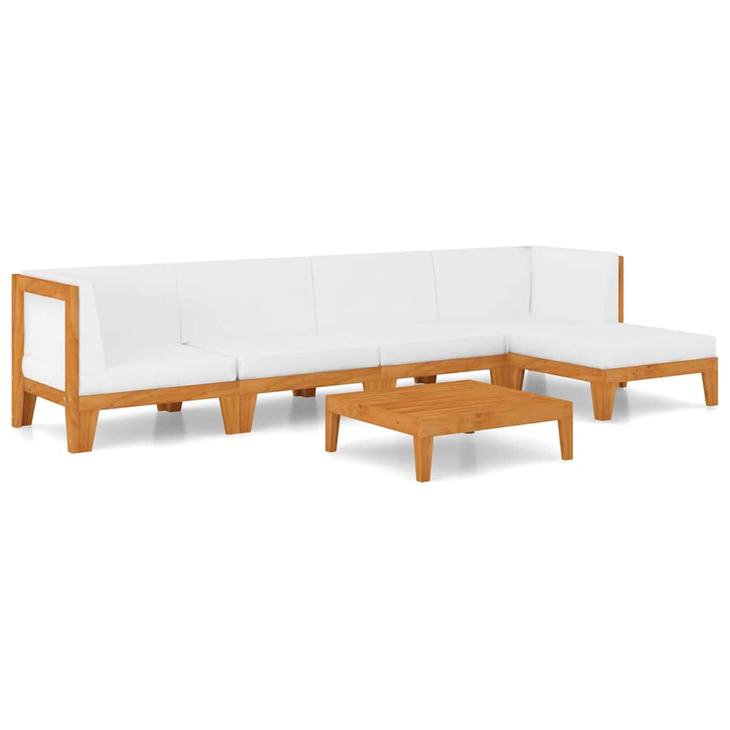 6 Piece Garden Lounge Set with Cushions Solid Acacia Wood