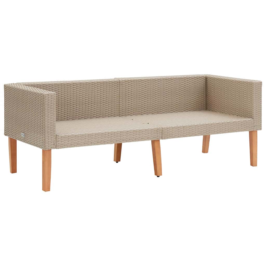 3 Piece Garden Lounge Set with Cushions Poly Rattan Beige
