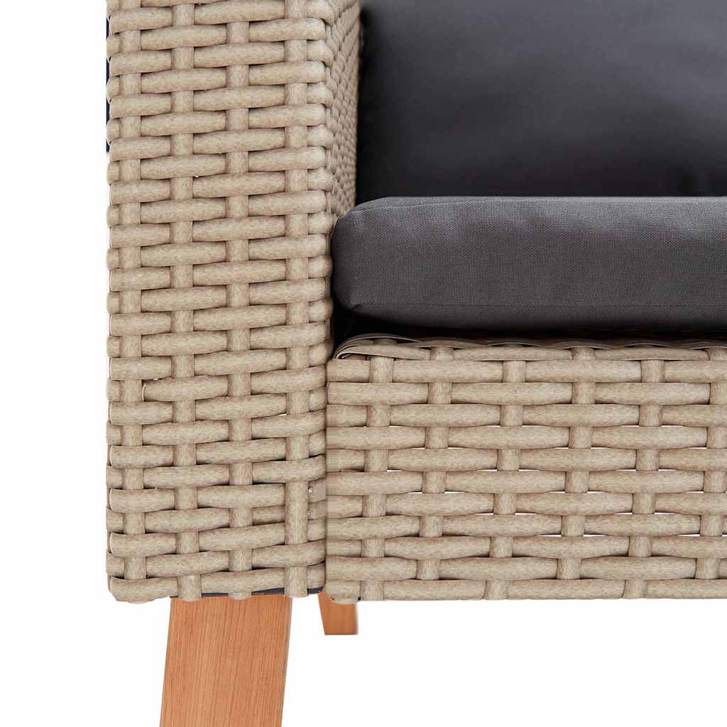 3 Piece Garden Lounge Set with Cushions Poly Rattan Beige