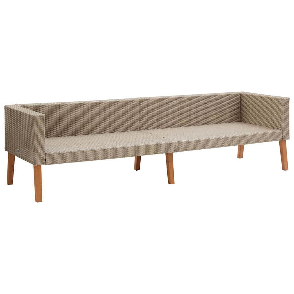 3 Piece Garden Lounge Set with Cushions Poly Rattan Beige