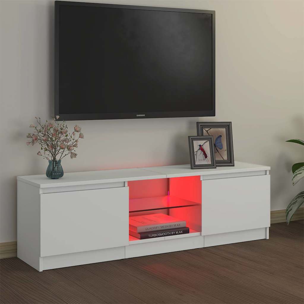 TV Cabinet with LED Lights White 120x30x36 cm