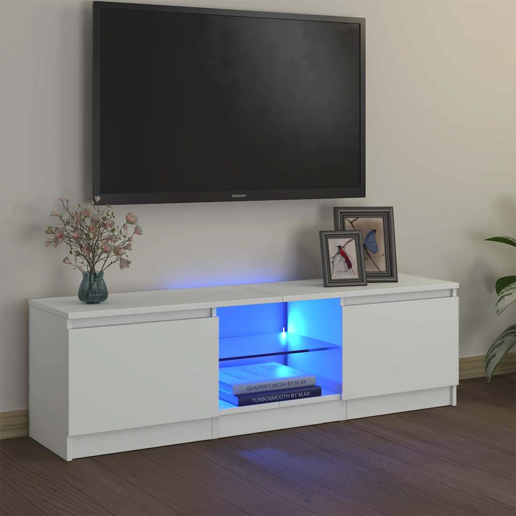 TV Cabinet with LED Lights White 120x30x36 cm