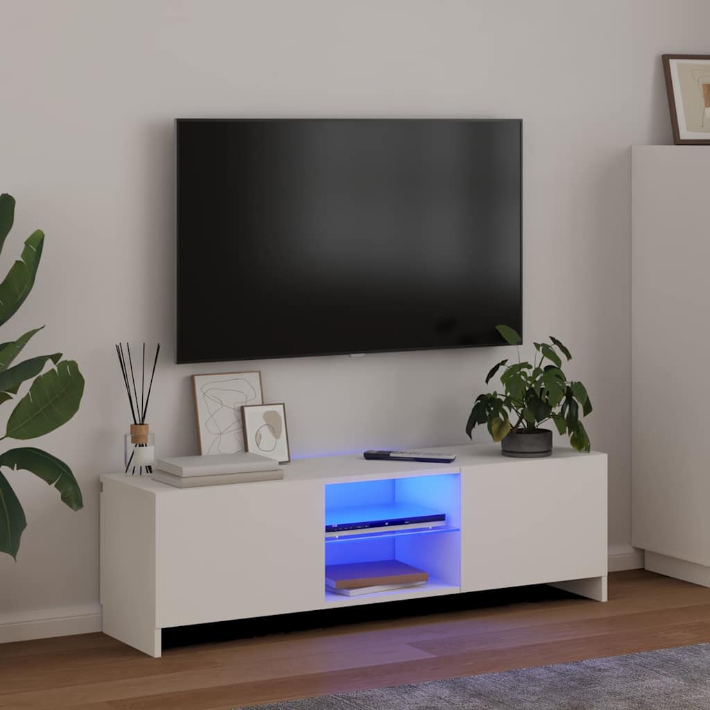 TV Cabinet with LED Lights White 120x30x36 cm