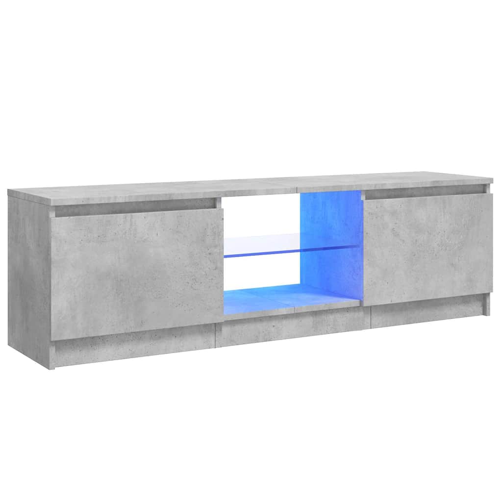 TV Cabinet with LED Lights Concrete Grey 120x30x36 cm