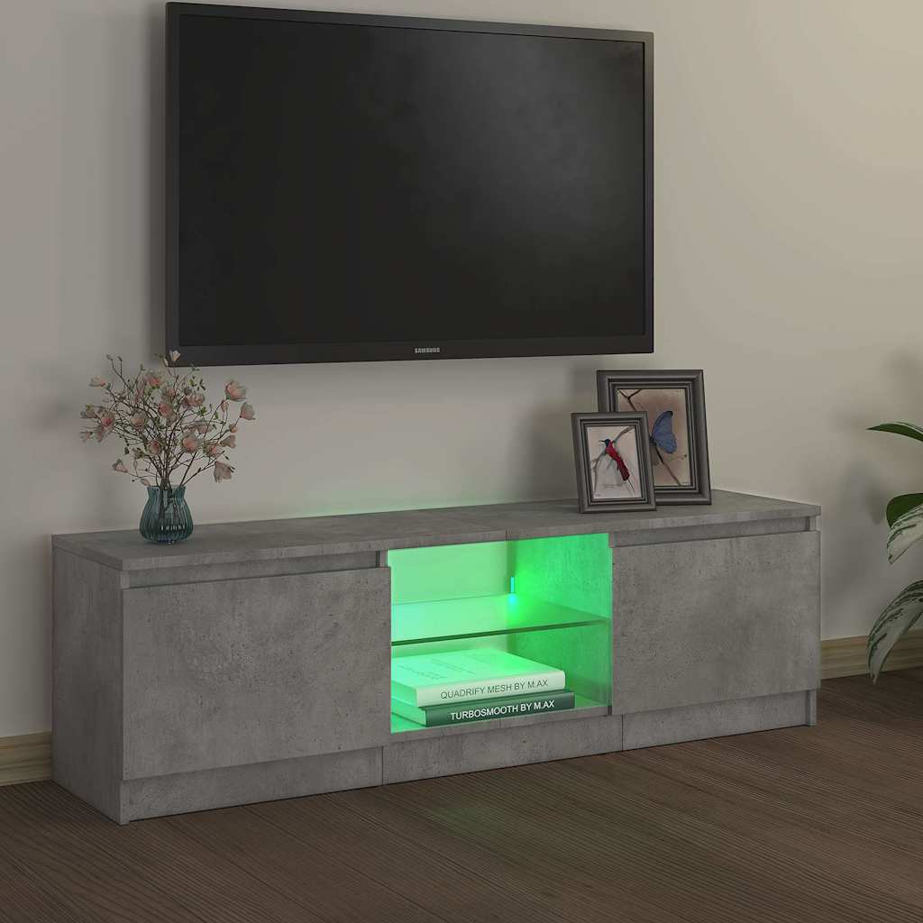TV Cabinet with LED Lights Concrete Grey 120x30x36 cm