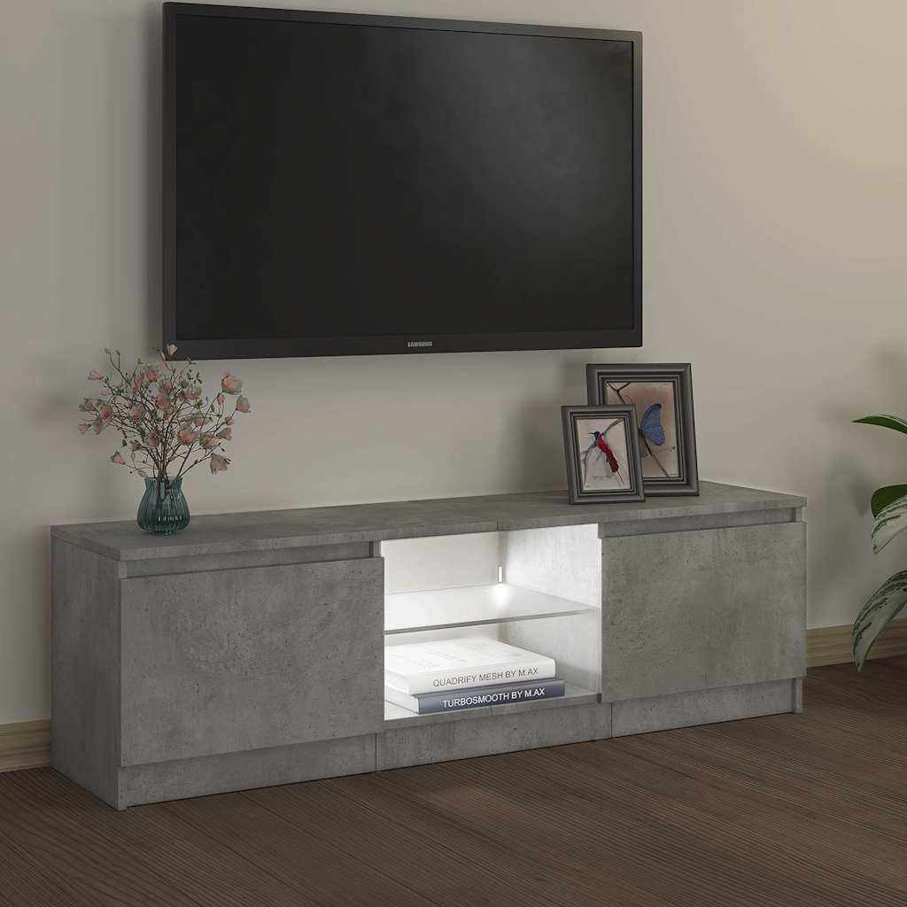 TV Cabinet with LED Lights Concrete Grey 120x30x36 cm