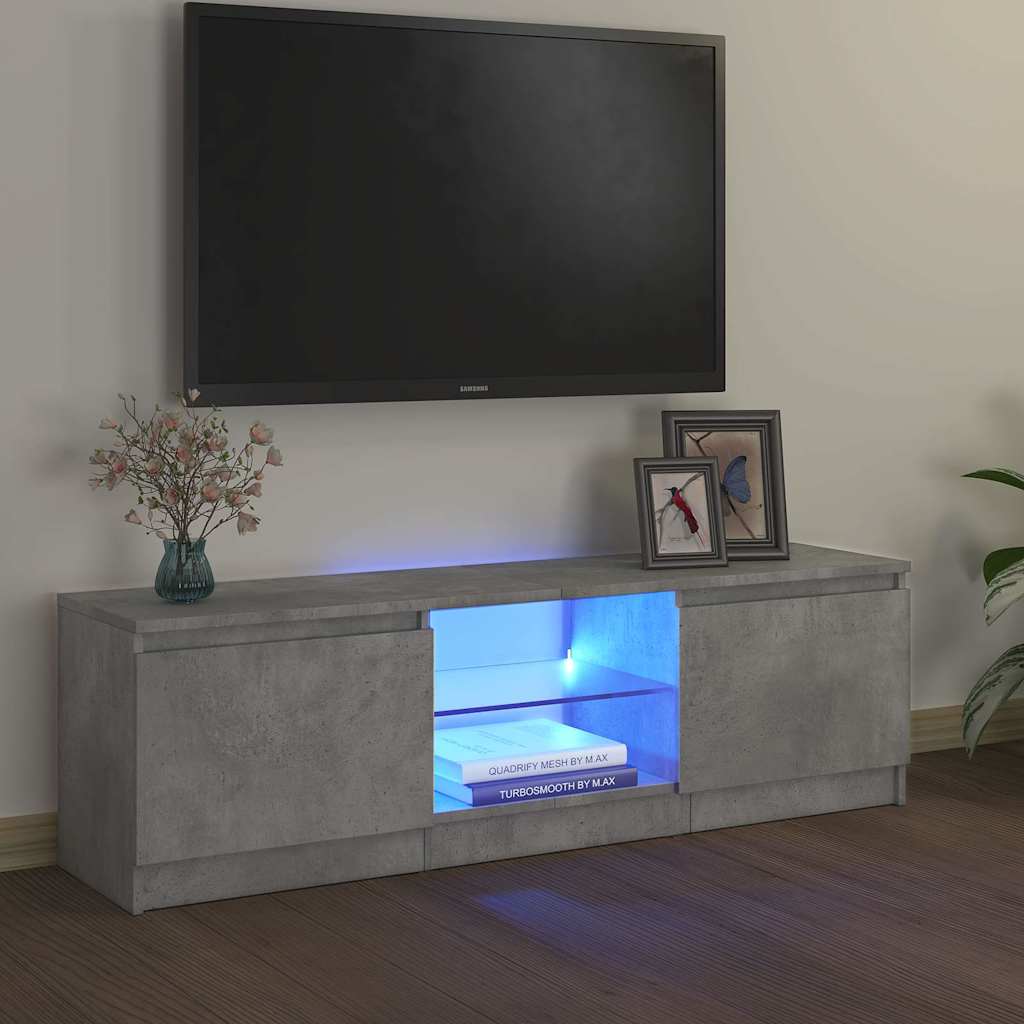 TV Cabinet with LED Lights Concrete Grey 120x30x36 cm