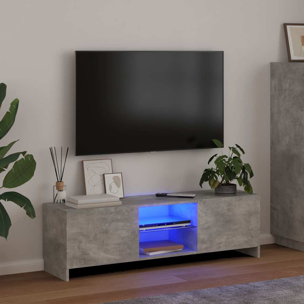 TV Cabinet with LED Lights Concrete Grey 120x30x36 cm