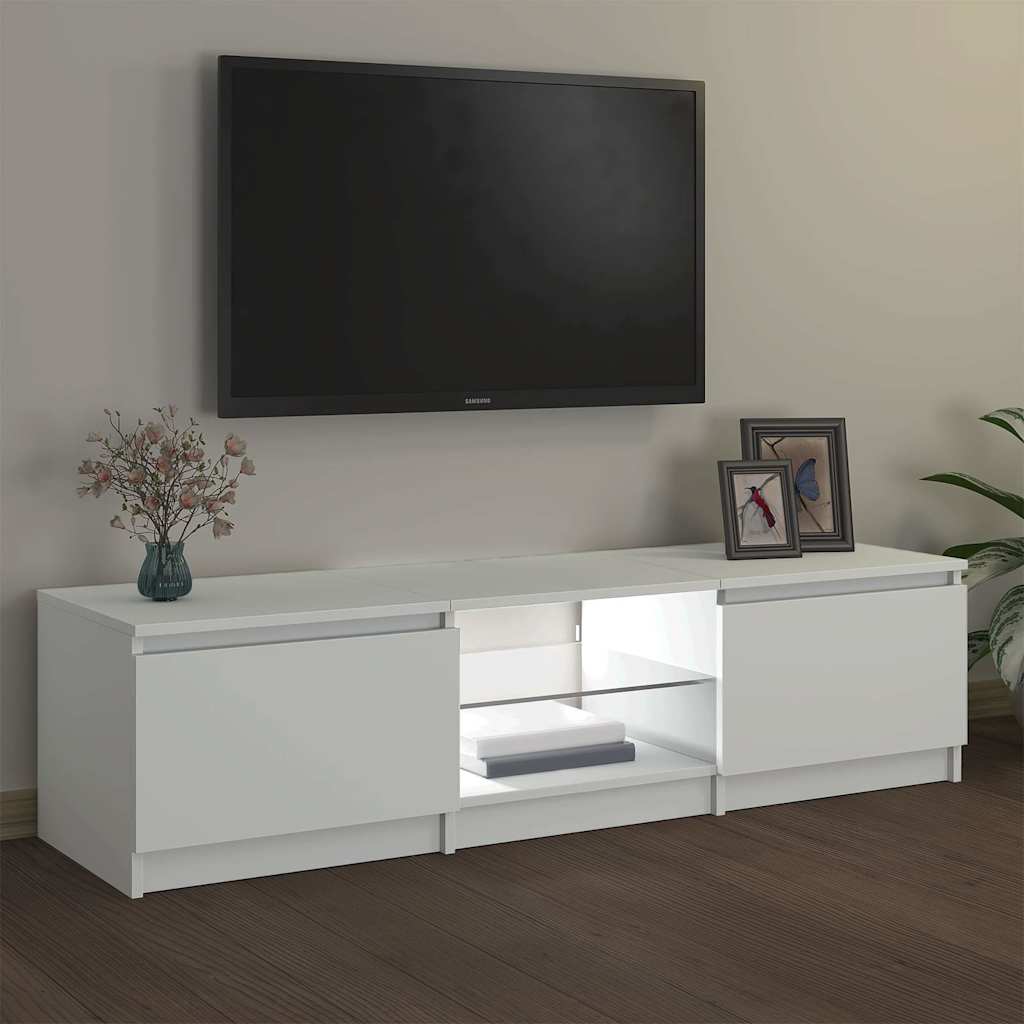 TV Cabinet with LED Lights White 140x40x36 cm