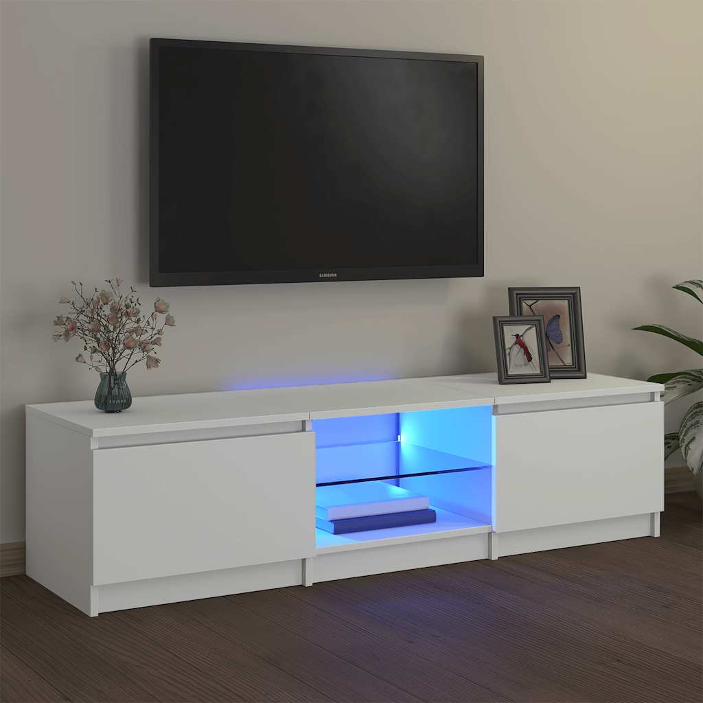 TV Cabinet with LED Lights White 140x40x36 cm