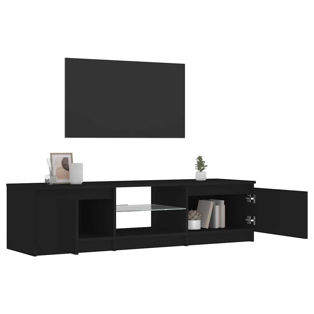 TV Cabinet with LED Lights Black 140x40x36 cm