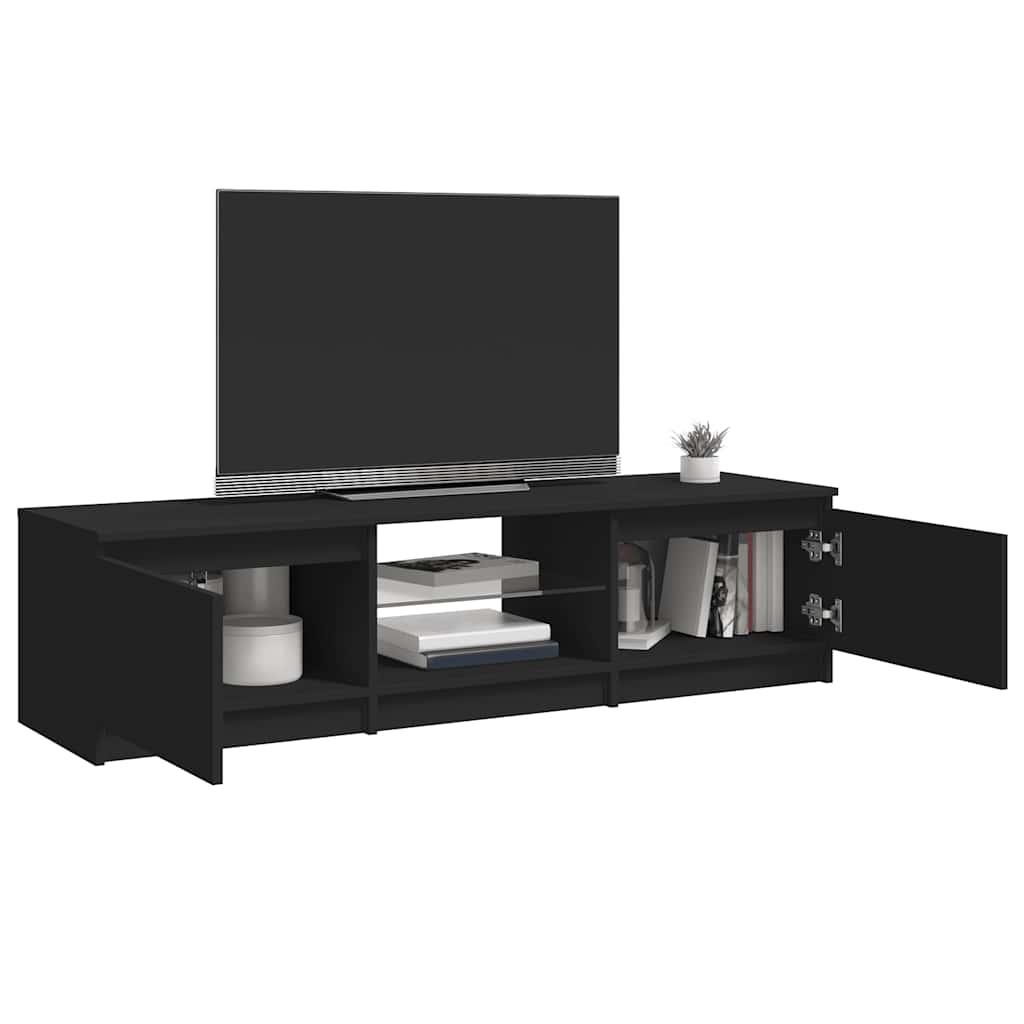 TV Cabinet with LED Lights Black 140x40x36 cm