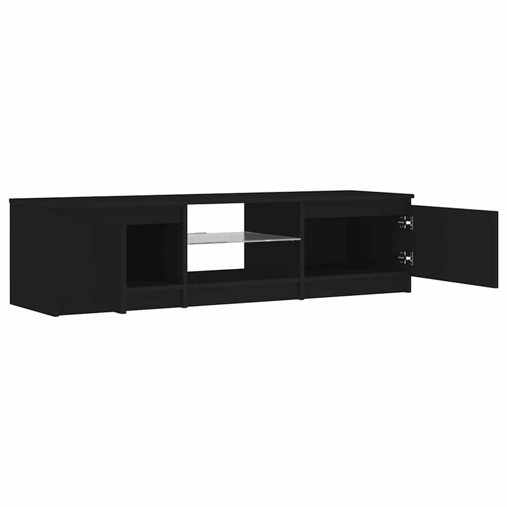 TV Cabinet with LED Lights Black 140x40x36 cm