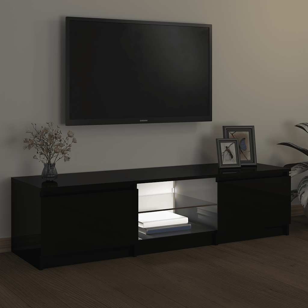 TV Cabinet with LED Lights Black 140x40x36 cm