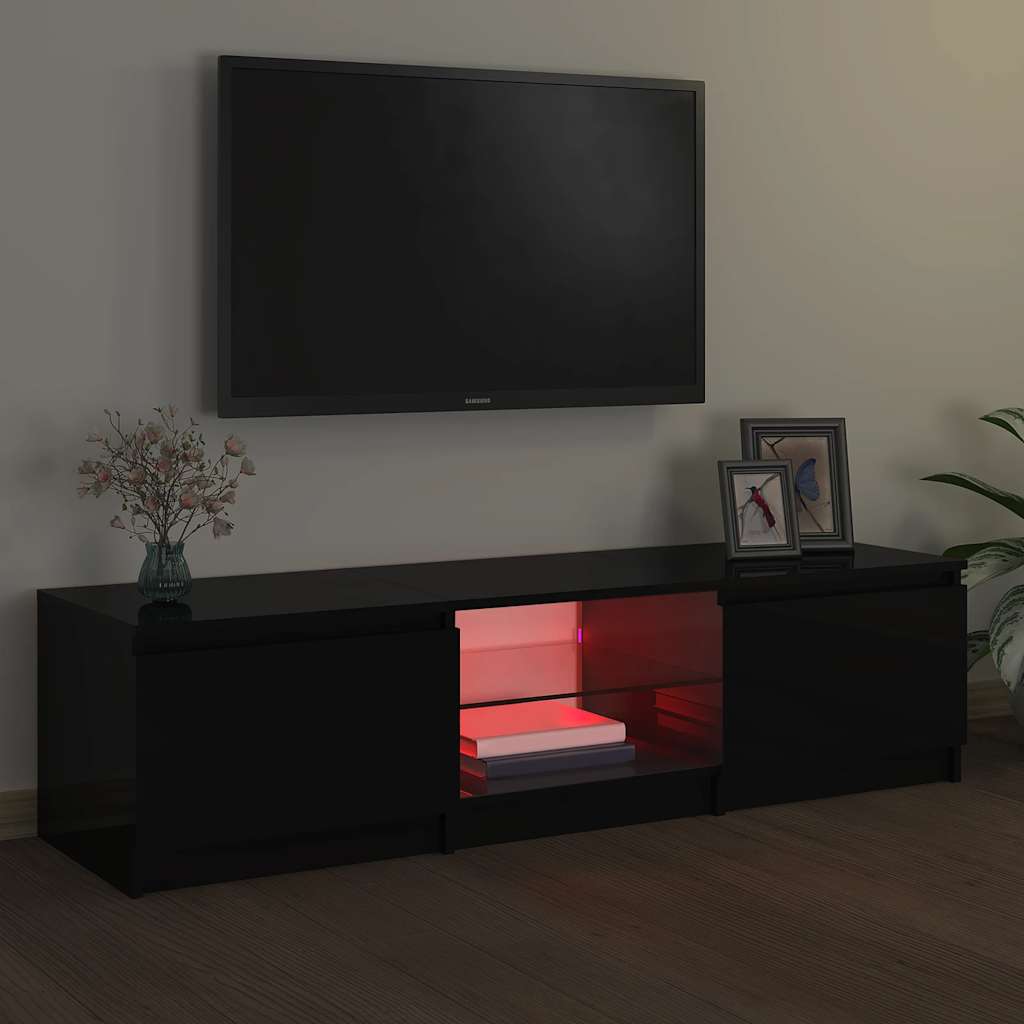 TV Cabinet with LED Lights Black 140x40x36 cm