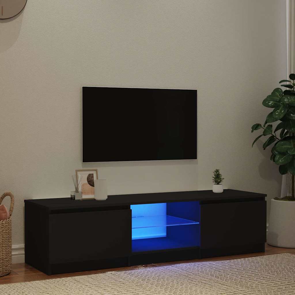 TV Cabinet with LED Lights Black 140x40x36 cm