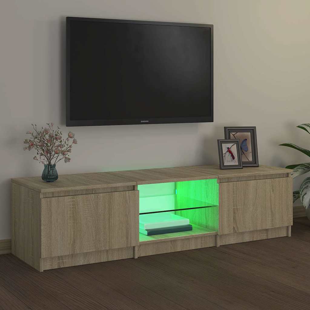 TV Cabinet with LED Lights Sonoma Oak 140x40x36 cm