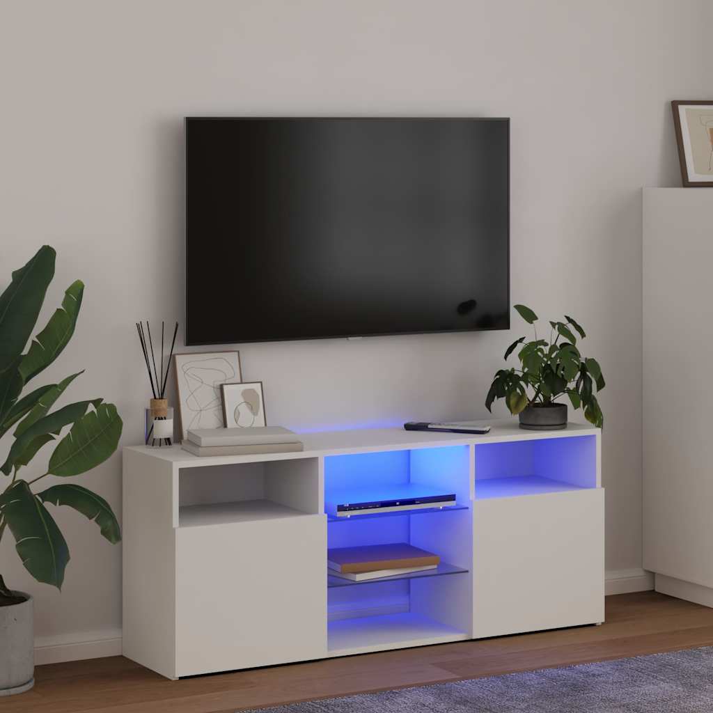 TV Cabinet with LED Lights White 120x30x50 cm