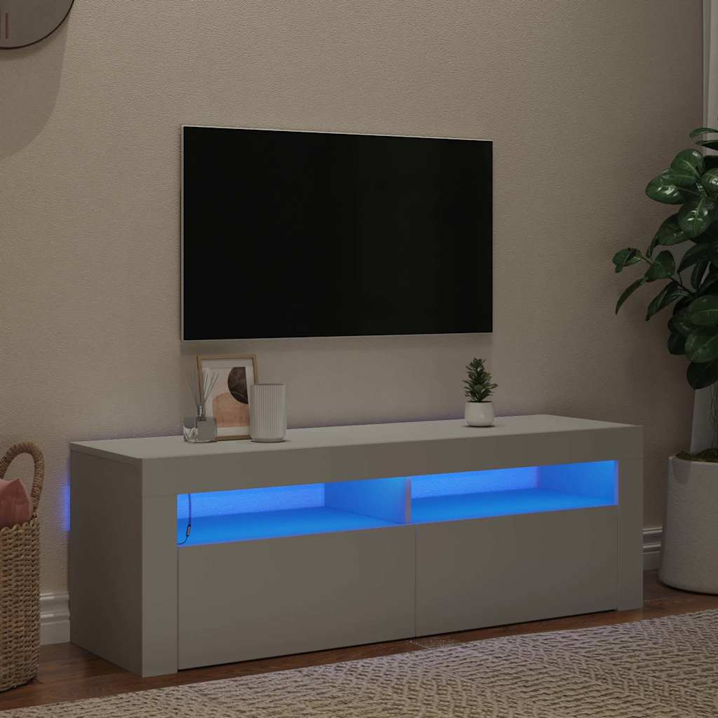 TV Cabinet with LED Lights White 120x35x40 cm