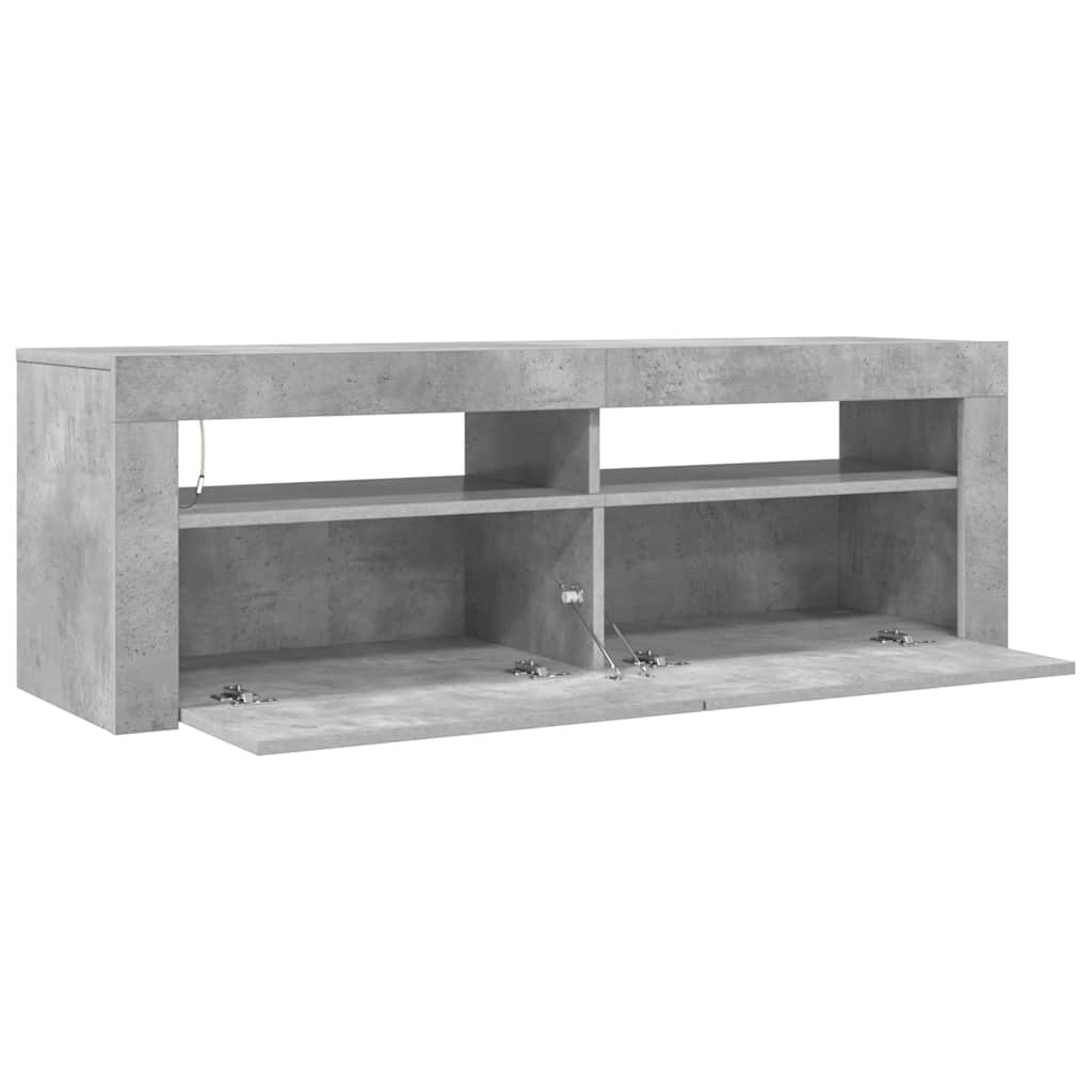 TV Cabinet with LED Lights Concrete Grey 120x35x40 cm
