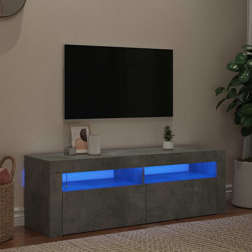 TV Cabinet with LED Lights Concrete Grey 120x35x40 cm