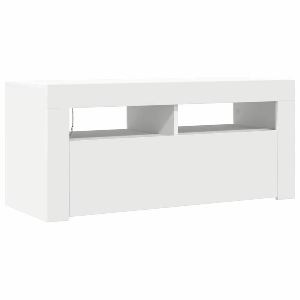 TV Cabinet with LED Lights White 90x35x40 cm