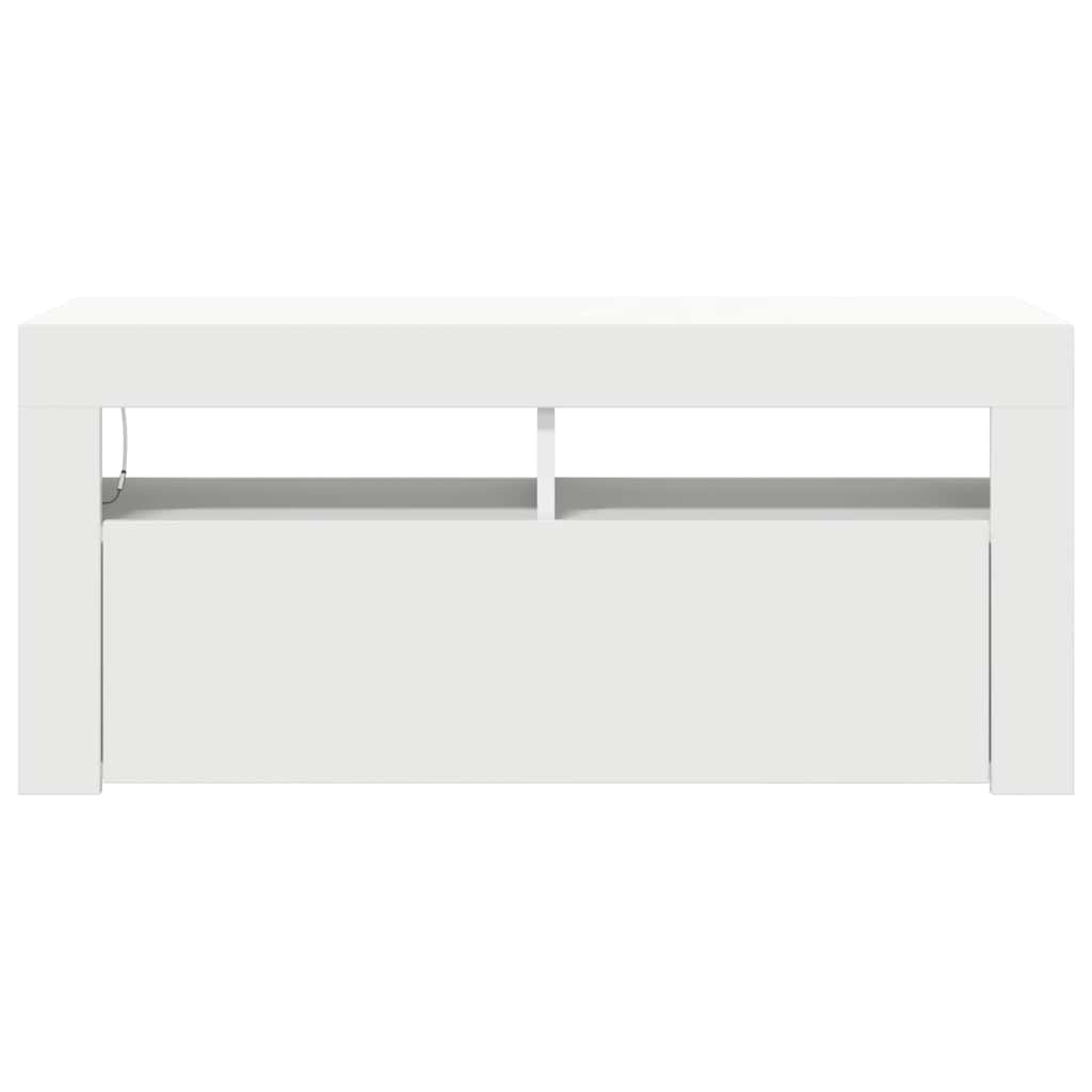 TV Cabinet with LED Lights White 90x35x40 cm