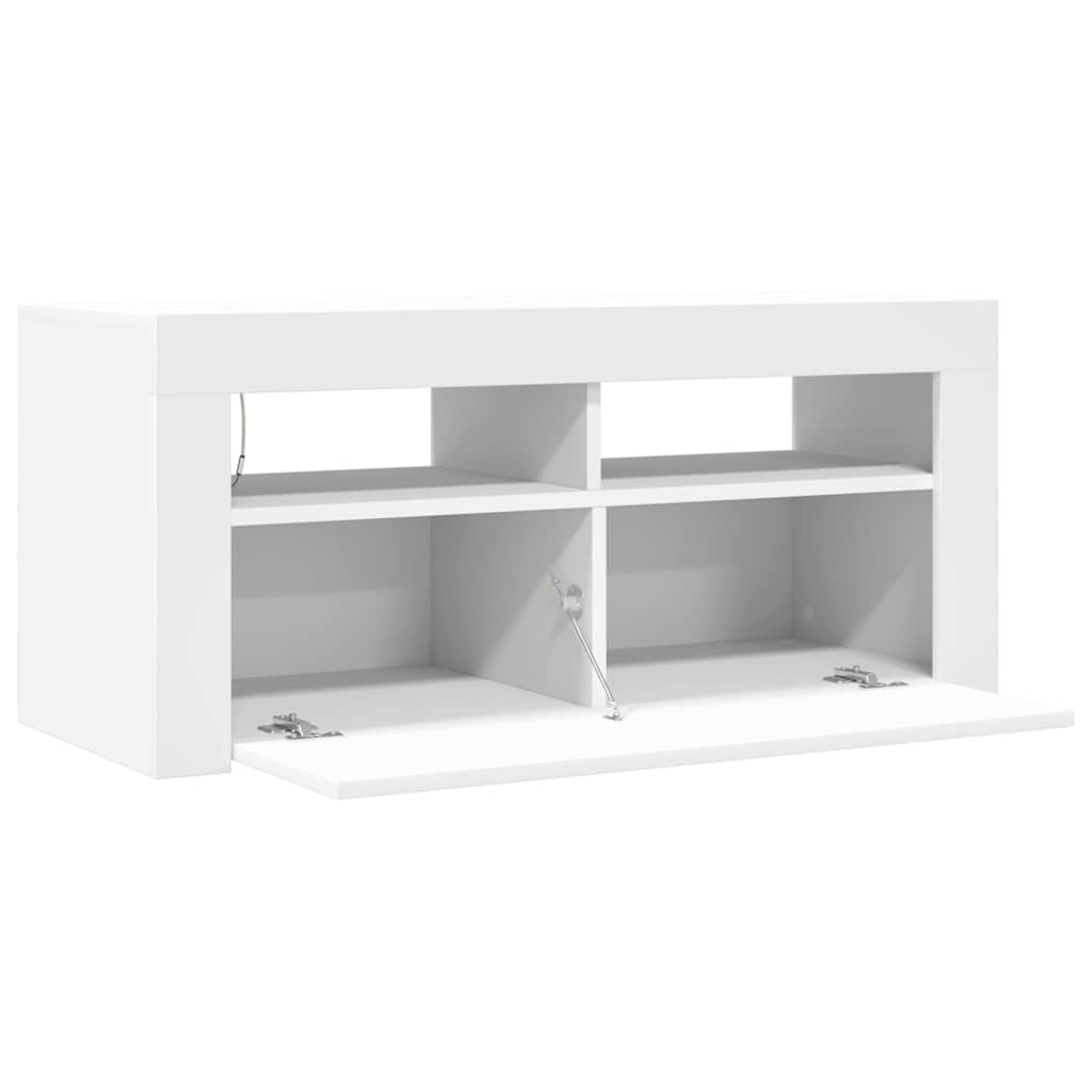TV Cabinet with LED Lights White 90x35x40 cm