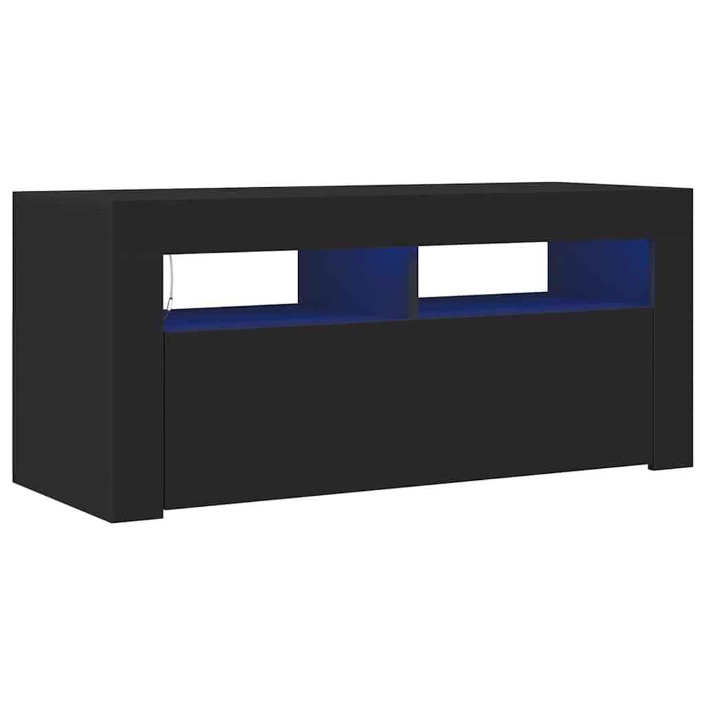 TV Cabinet with LED Lights Black 90x35x40 cm