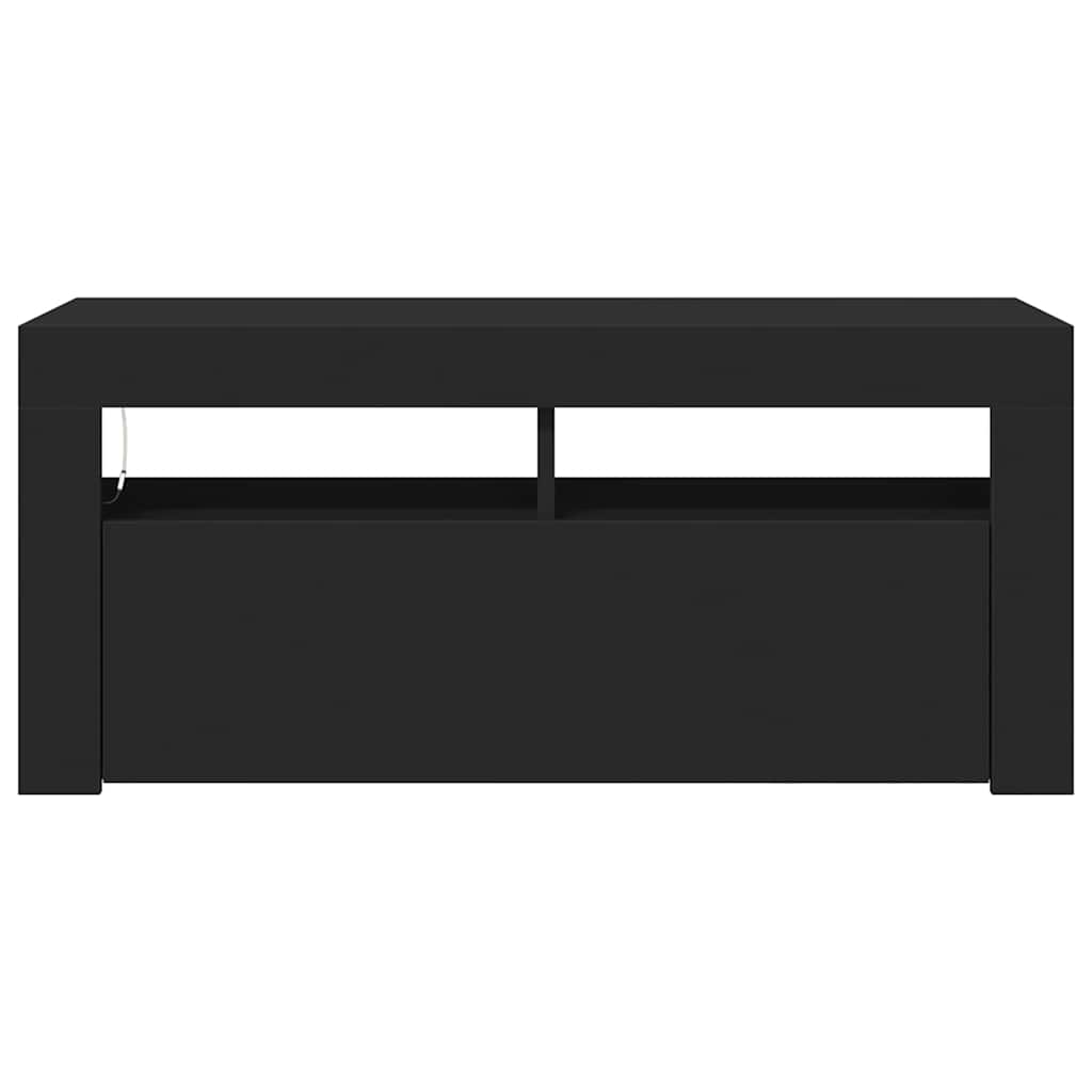 TV Cabinet with LED Lights Black 90x35x40 cm